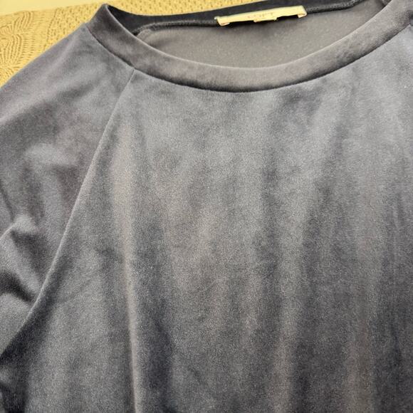 LOFT Midnight Blue Crew Neck Velour Velvet Sweater Small - Picture 2 of 9